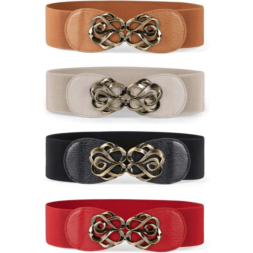 Women Stretchy Elastic Wide Waist Belts Pack for Dresses Casual Formal